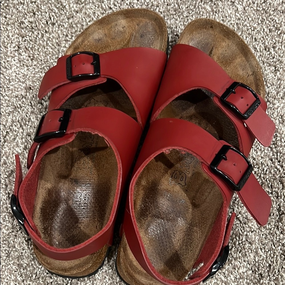 Birkenstock Red Sandals with Adjustable Buckles